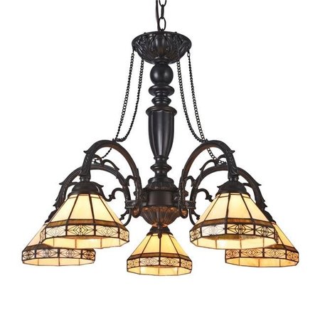 CHLOE LIGHTING Chloe Lighting CH31315MI27-DC5 Belle Tiffany-Style 5 Light Mission Large Chandelier - 27 in. CH31315MI27-DC5